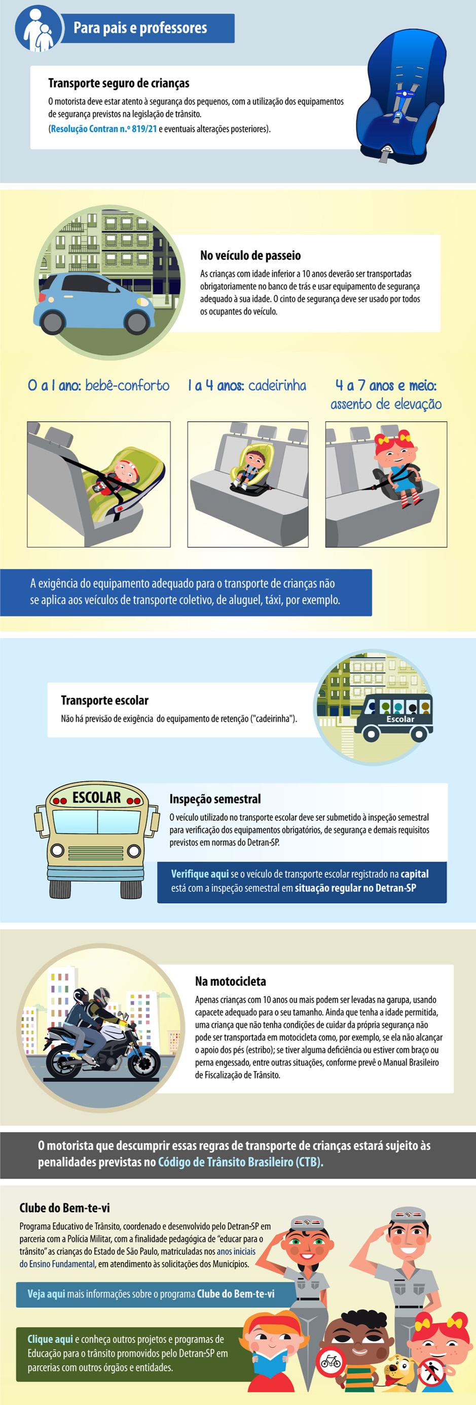 Para pais e professores: transporte seguro de crianças